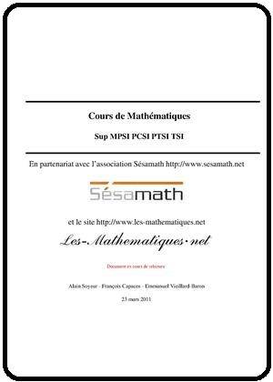 Cours de Mathématiques sup MPSI PCSI PTSI TSI
