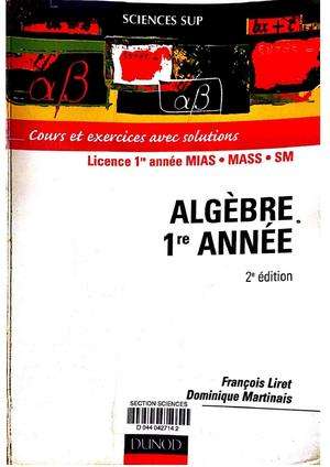 1258 Algèbre 1re Cours et exercices avec sol