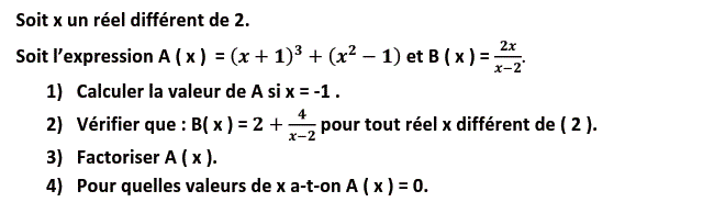 Activités algébriques: Exercice 42