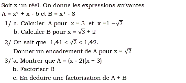 Activités algébriques: Exercice 40