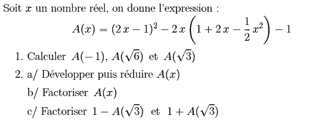 Activités algébriques: Exercice 71