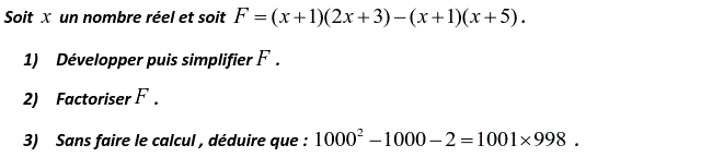 Activités algébriques: Exercice 12