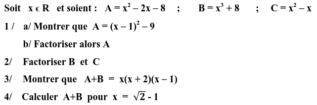 Activités algébriques: Exercice 39