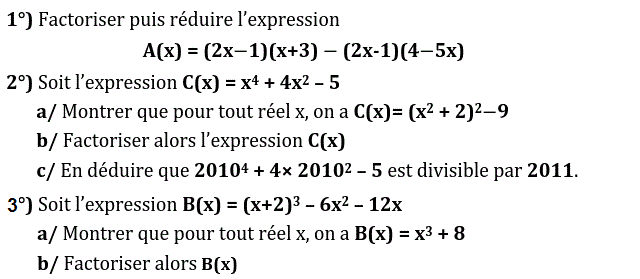 Activités algébriques: Exercice 60