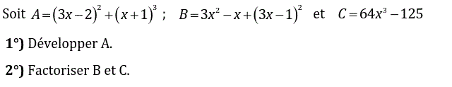 Activités algébriques: Exercice 6