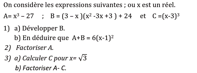 Activités algébriques: Exercice 33