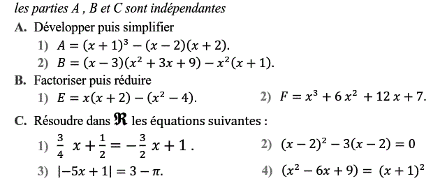 Activités algébriques: Exercice 62