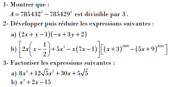 Activités algébriques: Exercice 64