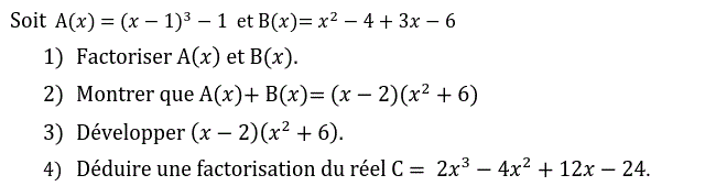 Activités algébriques: Exercice 22