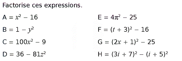 Activités algébriques: Exercice 30