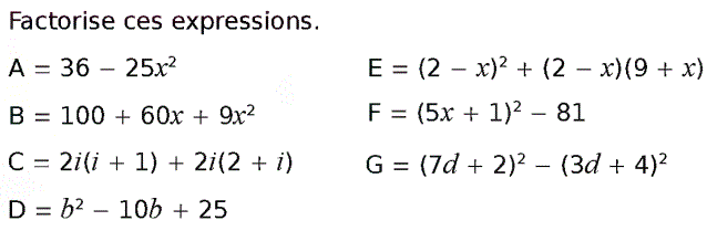 Activités algébriques: Exercice 15