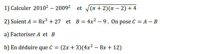 Activités algébriques: Exercice 24