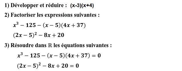 Activités algébriques: Exercice 25