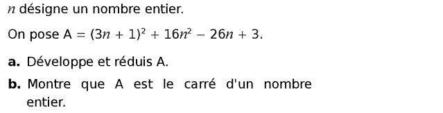 Activités algébriques: Exercice 26