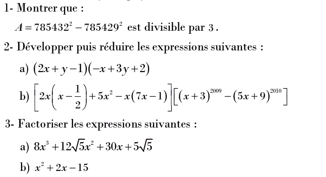 Activités algébriques: Exercice 57