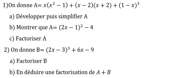 Activités algébriques: Exercice 22