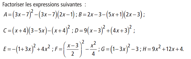 Activités algébriques: Exercice 20