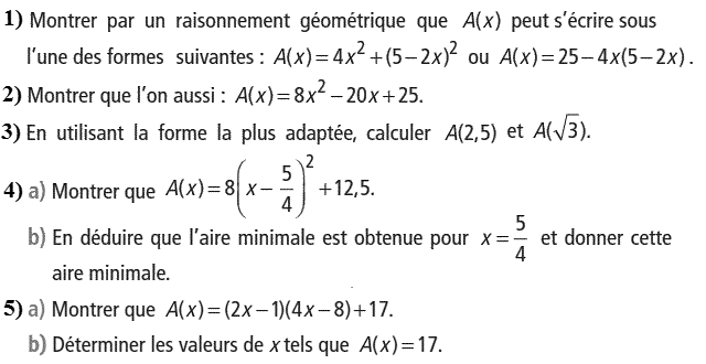 Activités algébriques: Exercice 72