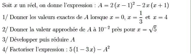 Activités algébriques: Exercice 47