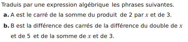 Activités algébriques: Exercice 41