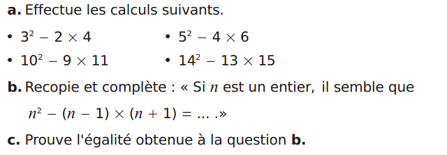 Activités algébriques: Exercice 13