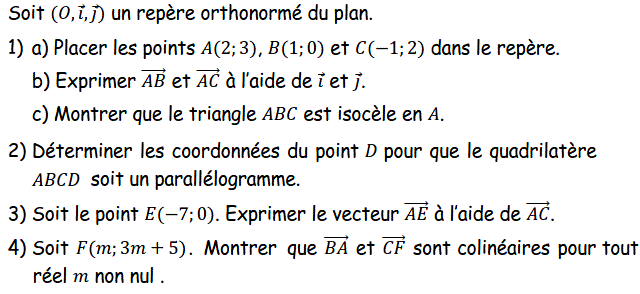 Activités dans un repere: Exercice 30