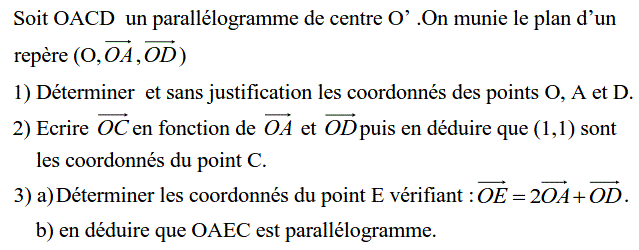 Activités dans un repere: Exercice 11