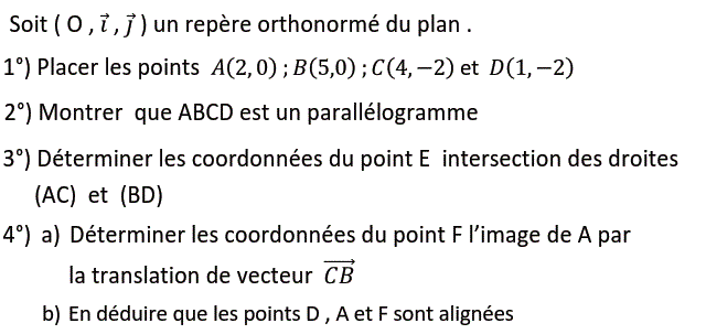 Activités dans un repere: Exercice 13