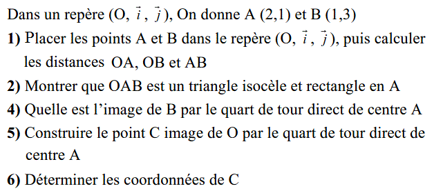 Activités dans un repere: Exercice 12