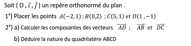 Activités dans un repere: Exercice 9