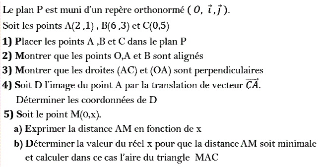 Activités dans un repere: Exercice 42