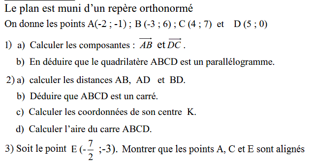 Activités dans un repere: Exercice 17