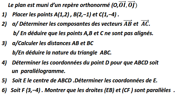 Activités dans un repere: Exercice 41