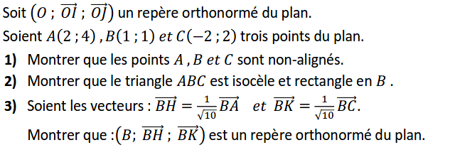 Activités dans un repere: Exercice 3