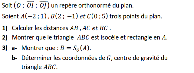 Activités dans un repere: Exercice 9