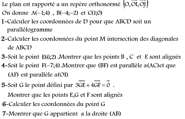 Activités dans un repere: Exercice 54