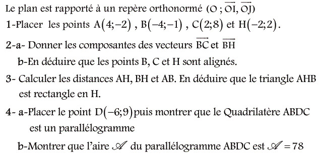 Activités dans un repere: Exercice 26