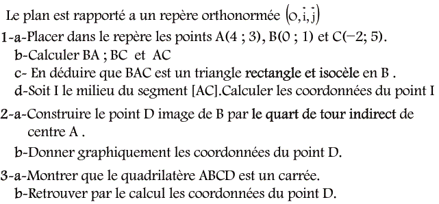 Activités dans un repere: Exercice 25