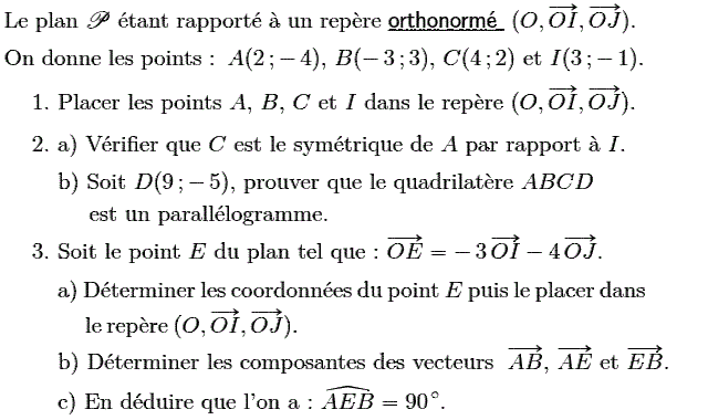 Activités dans un repere: Exercice 37