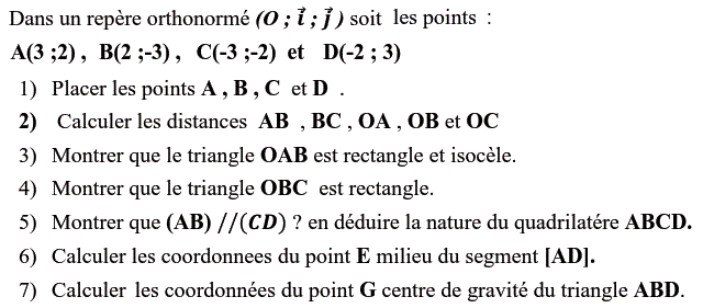 Activités dans un repere: Exercice 19
