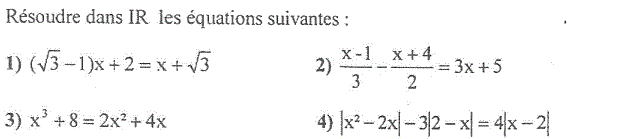 Equations et inéquations: Exercice 1