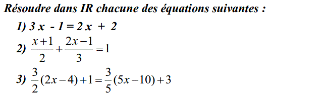 Equations et inéquations: Exercice 1