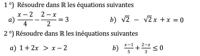 Equations et inéquations: Exercice 7