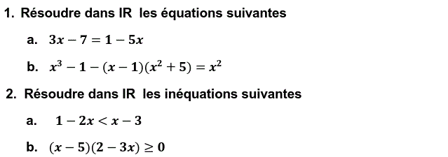 Equations et inéquations: Exercice 33