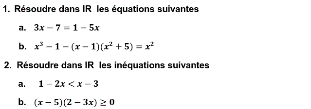 Equations et inéquations: Exercice 43