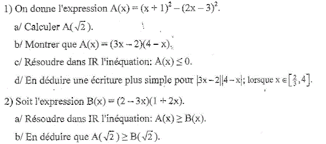 Equations et inéquations: Exercice 36