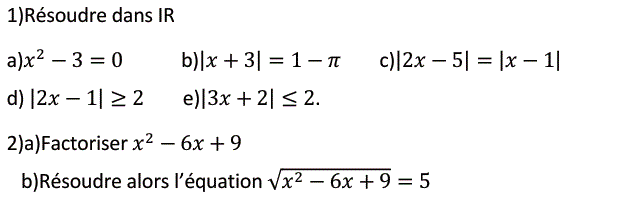 Equations et inéquations: Exercice 64