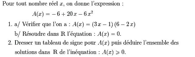 Equations et inéquations: Exercice 16
