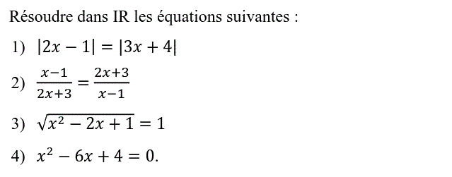 Equations et inéquations: Exercice 14