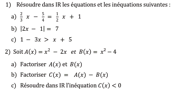 Equations et inéquations: Exercice 9